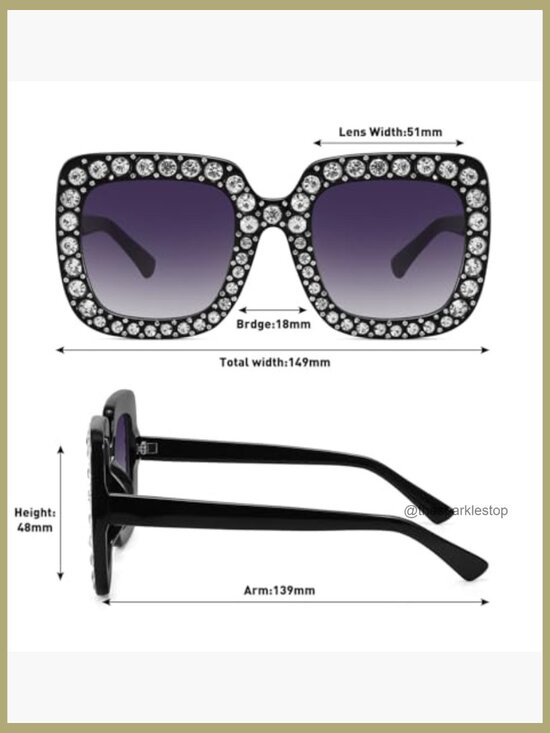 Oversized Square Rhinestone Sunglasses UV400 Retro Disco Glam main image 5